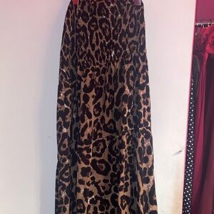 SHEIN Strapless Leopard Print Dress